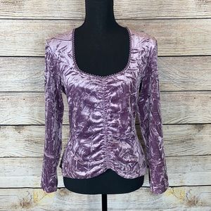 Baranda Long Sleeve Purple Velvet Blouse